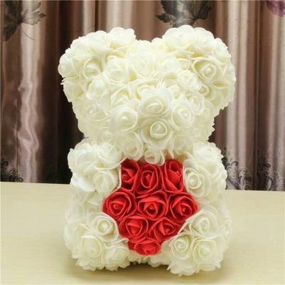 China Best Selling Artificial Custom Flower Teddy Rose Bear Fashional 40cm Rose Bear for valentines gift for sale