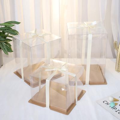 China Custom Made Recyclable Logo Wedding Cake Handmade Card Box Transparent Clear Cake Boxes for sale