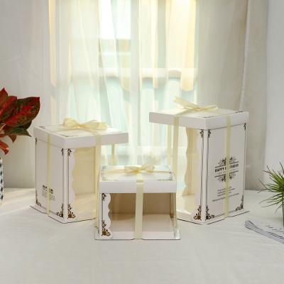 China Custom Recyclable Transparent Clear Plastic Wedding Pet Place Box Cake Tall Cake Gift Box Birthday for sale