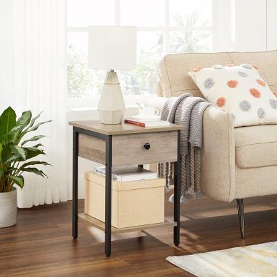 China Expandable Easy Assembly Nightstand End Table Cabinet Side Table With Drawer And Shelf for sale