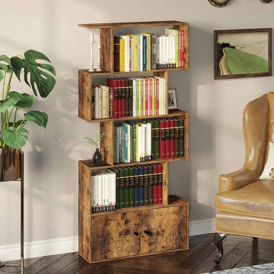 China Convertible Bookcase With 5-Tier Cabinet Shelf With Freestanding Rustic Wooden Door Display Shelf for sale