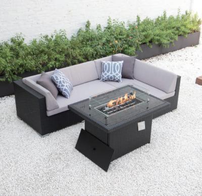 China Modern Garden Sofas Outdoor Rattan / Wicker Sofas Set Waterproof Furniture With Fire Pit Table for sale