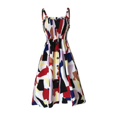 China 2022 New Arrival Latest Hot Selling Halter Sunflower Breathable Printed Casual Summer Beach Slip Dress for sale