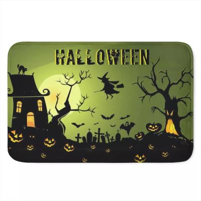 China 2021 Custom Washable Halloween Door Mat Cute Funny Cartoon Pumpkin Ghost Print Anti Slip Door Mat Decoration for sale