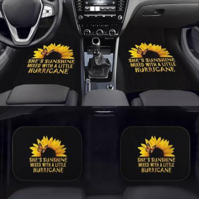 China Easy Cleaned Car Mats Yellow Sunflower Print Black Luxury Rubber Car Accessories Universal Customized Car Floor Mats Logo Cheap Price for sale