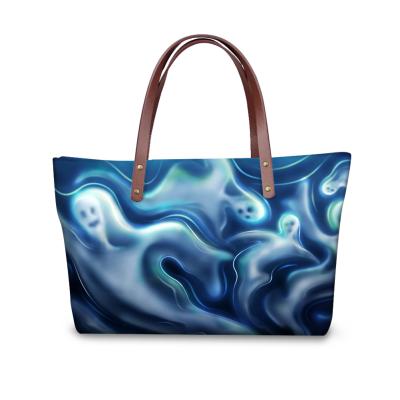 China Halloween Ghost Focus Sketch Durable Custom Handbag For Party Designer Handbags Women Eco-Friendly Handbags Custom Logo for sale