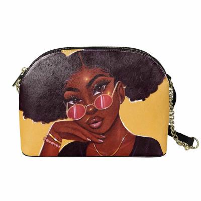 China Fashion Shoulder Bags Eco-Friendly Brand Chain Cross - Custom Logo Message Handbags Bags Women Art African Black Girl Printing Body Bag for sale