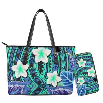 China High Quality Low MOQ Wholesale Handbags For Women Shoulder Polynesian Tribal Flower Printed Hawaii Style Purses And Handbags for sale