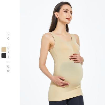 China New Breathable Pregnant Women No Pressure U-Neck Belly Support Long Shapers Vest With Chest Pad for sale