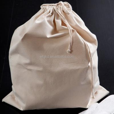 China Quantity Foldable Organic Cotton Embroidery Hotel Nursery Drawstring Laundry Hanging Bag For Wholesale for sale