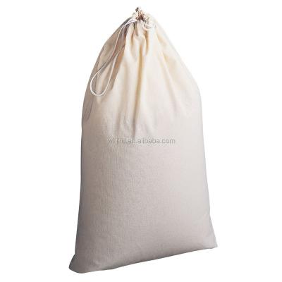 China Durable 100% Cotton Fabric Eco-friendly Material For Laundry Bag Drawstring Bags Washing Laundry Bag for sale