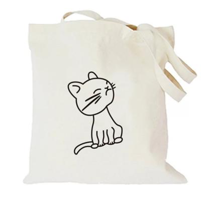 China Eco - Friendly Durable White Recycled Tote Bag Plain Cotton Canvas With Logo Printing for sale