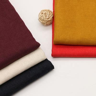 China Factory price viable thickened twill stretch canvas viscous fabric retro top linen fabric for sale