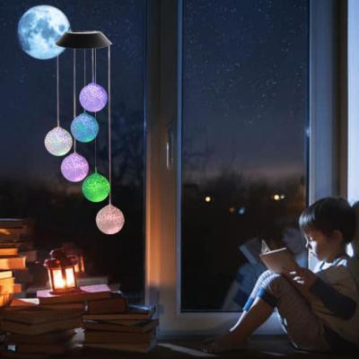 China Art Decor Wind Chime SOL2610F Exquisite LED Solar Ball Shaped Light Waterproof Hanging Light for Garden Decoration for sale