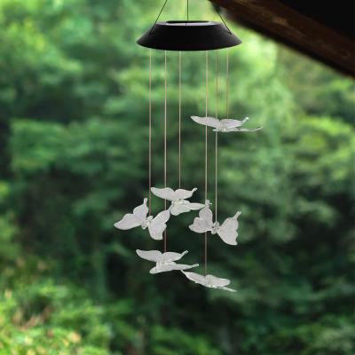 China SOL2210F Butterfly Wind Chime Energy Saving Solar Transparent Waterproof Light for Garden Decoration for sale