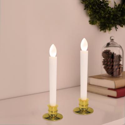 China RDL3112 Birthdays Window Taper Candles, Home Decoration Taper Candle With Gold Holder, Battery Operated Led Taper Candle for sale