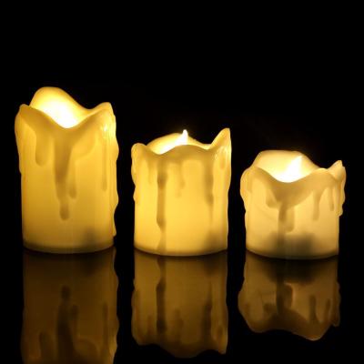 China CDL3119-3 3 Piece Remote Control Plastic Tears Tea Light Set LED Candle Light For Home Decoration for sale