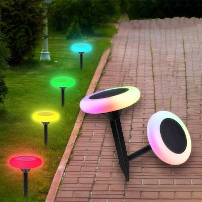 China Beautiful Waterproof Colorful Outdoor Round Led Solar Powered Lawn Street Garden Decoration Yard Light for sale