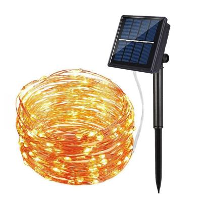 China Fairy Outdoor Solar Christmas LED Copper String Light Residential Garden Holiday Wedding Metal Decoration Metal Display Wire for sale