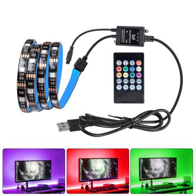 China Residential 5V USB LED Strip Light with Music Controller 20 Head Remote 0.5M-10m 5050 SMD RGB Strip for HDTV Screen TV Backlight Office Decor for sale