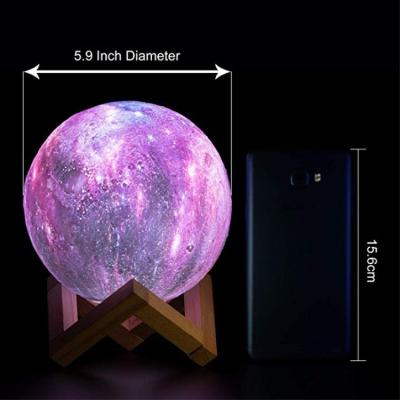 China 3D Eco-friendly space light-3D Printing Stepless,Shadow-warm and White Dimmable-Moon Lamp Touch Control Brightness with USB Charging Decorate for sale