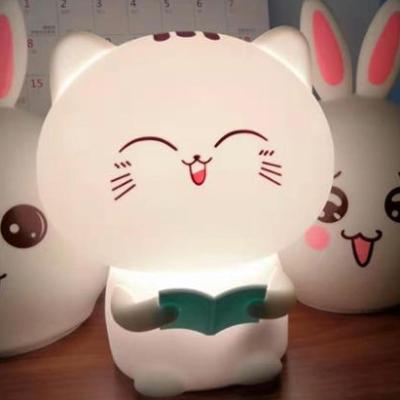 China New Style Silicone Rabbit LED Baby Night Light Children's Luxury Silicone Lamp 7 Colors Modern Indoor Cute Simple Animal Bunny for sale