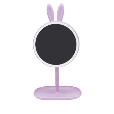 China Soft Cute Rabbit-Shape Table Lamp Dresser Lights Portable Cosmetic Charger LED Makeup Mirror Touch Control Moving Professional Fancy for sale