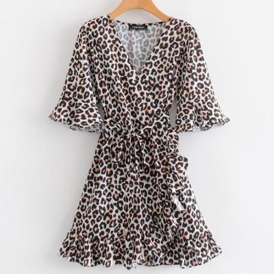 China Anti-Static Leopard Short Sleeve Dress for sale