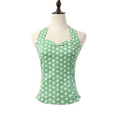 China Suitable suitable for summer custom print polka dot vintage halter design cotton spandex satin tank top women fitness for sale