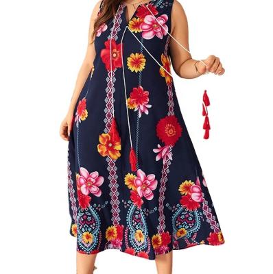 China China Manufacturer Anti-Static Garment Product Directly Puls Size Casual Women Printing Long Dress for sale