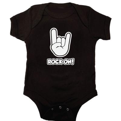 China Short Sleeve ROCK ON Gesture Baby Bodysuits Cotton Unisex for sale