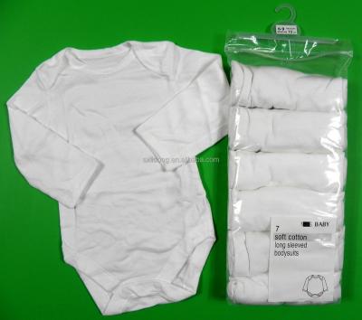 China White Long Sleeve Babies 7 PACKS Long Sleeve Soft Cotton Coveralls for sale