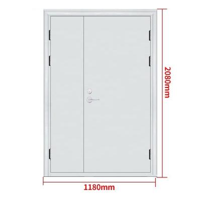 China LangGou Class B Fire Protection Galvanized Steel Fire Retardant Uneven Double Doors Filled With Perlite Machine Room Security Door for sale