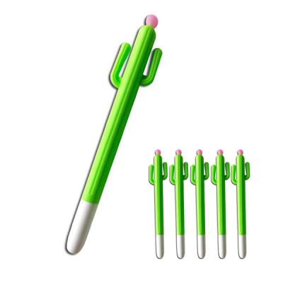 China FUNWOOD GQC Natural Silicone Material Cactus Shaped Roller Pen Gel Ink Pens, Writing Pen for Office School and Home Use for sale