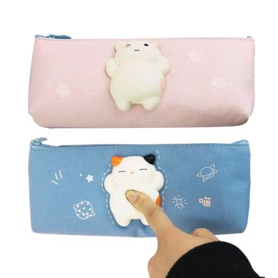 China Schools & Offices FUNWOOD GQC Mini Canvas Pen Bag, Diy Craft Canvas Fabric Pencil Case With Squishy Figure.Funny Printing Pencil Bag for sale