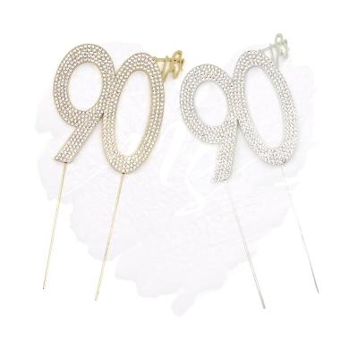 China Amazing Birthday Wedding Anniversary Party Cake Topper Decor Custom Wholesale Rhinestone Ninetieth Ninetieth Accessory for sale