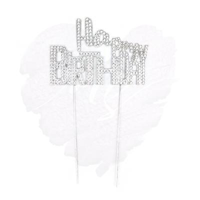 China Wholesale Cake Topper Birthday Party Decorations Rhinestone Happy Birthday Decor Cake Accessory for sale