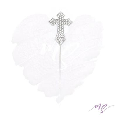 China Decor Cake Accessory Christian Cross Alloy Cake Topper Shiny for Christmas Decor Religion Accessories for sale