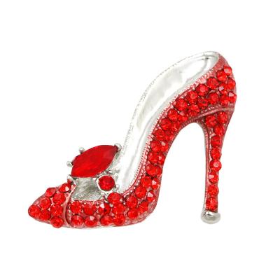 China Crystal Luxury Crystal Rhinestone High Heels Shoes Form Brooch Pin Women Dress Accessories for sale