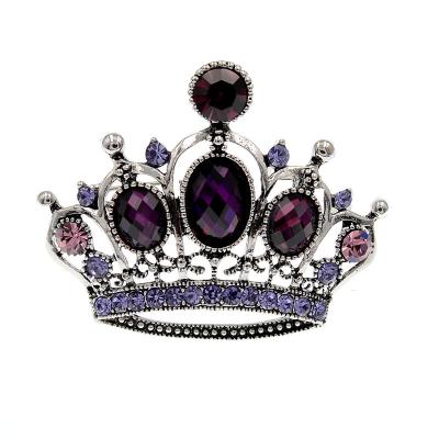 China Princess of Crystal Fashion Jewelry Crystal Rhinestone Queen Crown Brooch Pin Tiara Crown Brooches for Wedding Party/Anniversary for sale