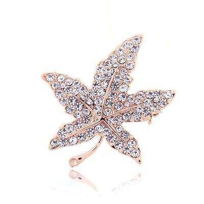 China Fabric Decoration Party Wedding Rhinestone Alloy Maple Leaf Brooch New For Clothing Accessories for sale