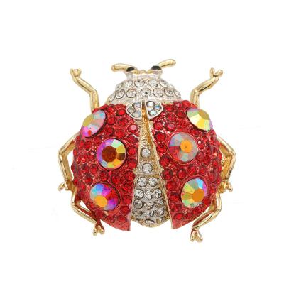 China Creative Alloy Cartoon Rhinestone Ladybug Brooch With Alloy Enamel Beetle Brooch Pins for sale