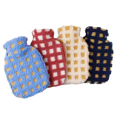 China Hot Selling Plaid Plush Waterproof Rubber Cloth Preservation Set Hand Warm Treasure Water Bag With Cover for sale