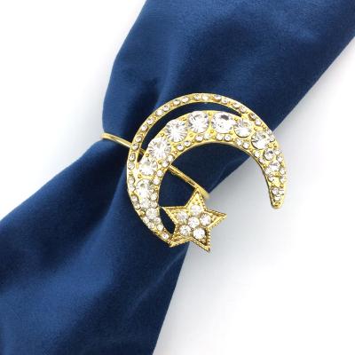 China Custom Minimalist Gold Moon and Star Napkin Rings Wedding Banquet Dinner Napkin Holder Ring Table Decoration for sale