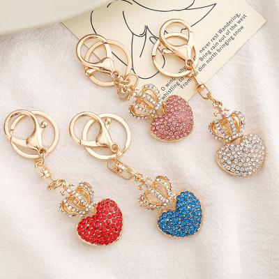 China Promotional Custom Creative Hot Selling Rhinestone Heart Keychain Heart Key Ring Amazon Gifts Souvenir Key Chain for sale