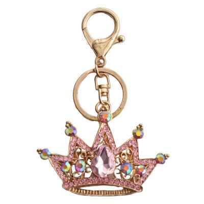 China Ring Accessories Cute Creative 3D Promotional Fashion Metal Key Crown Rhinestone Gifts Souvenir Key Chain for sale