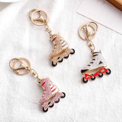 China Souvenir Promotional Gifts Wholesale Key Skates Creative Metal Rhinestone Chain Gift for sale