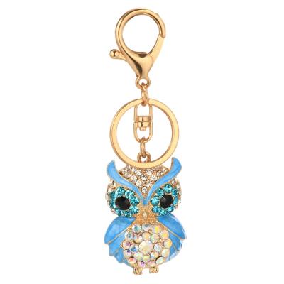 China Cute Metal Diamond Animal Key Chain Clasp Owl Ornament Key Chain Pendant Souvenir Promotional Gifts for sale