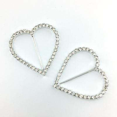 China Bags Custom Rhinestone Alloy Scarf Buckle Heart Shape Slide Buckle For Shoes Bags Apparel Decoration for sale