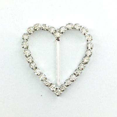 China Fashionable Decorative Custom Made Rhinestone Buckle Zipper Heart Shaped Buckle Scarf Buckle For Clothing Decoration for sale